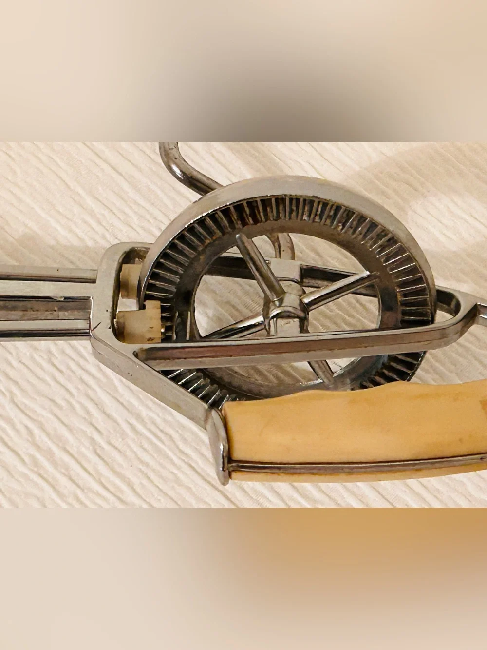 Vintage Stainless Steel Hand Mixer with Cream Handle
